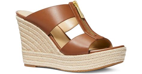 michael kors bradley leather wedge sandal|Michael Kors denim wedge sandals.